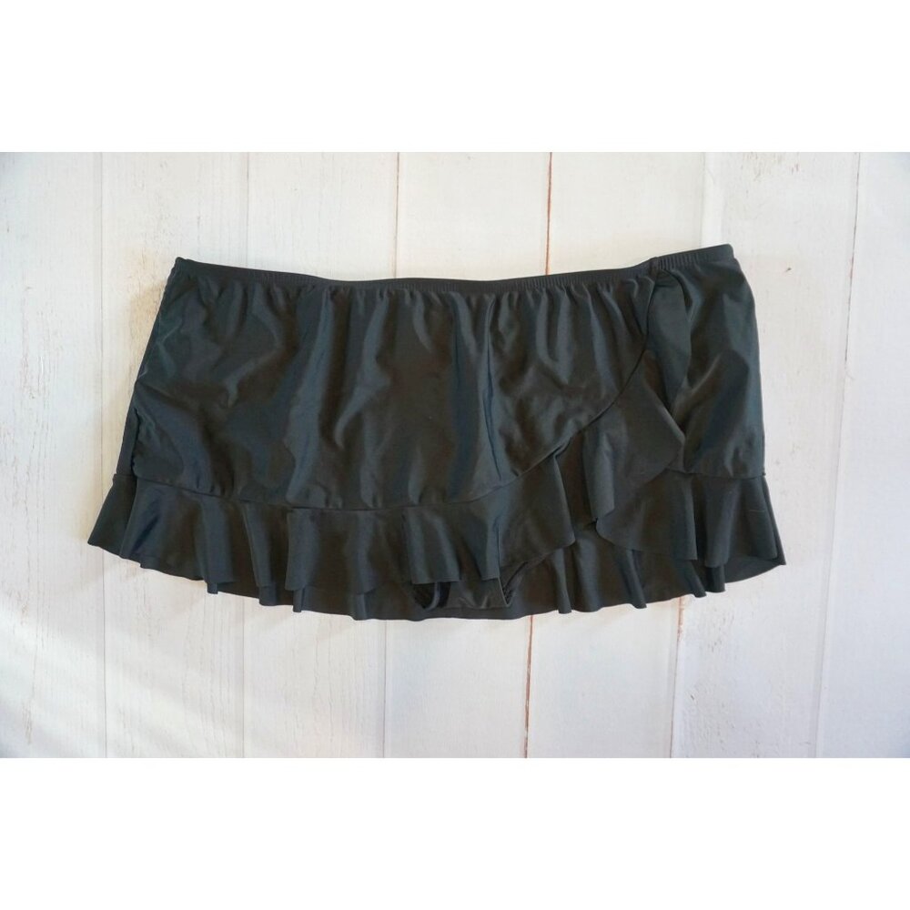 Collections by Catalina Black Ruffled Swim Bottom Skirt - Size XL (16-18)